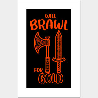 Will Brawl for Gold Fighter Class Dual Axes Dungeon Tabletop RPG TTRPG Posters and Art